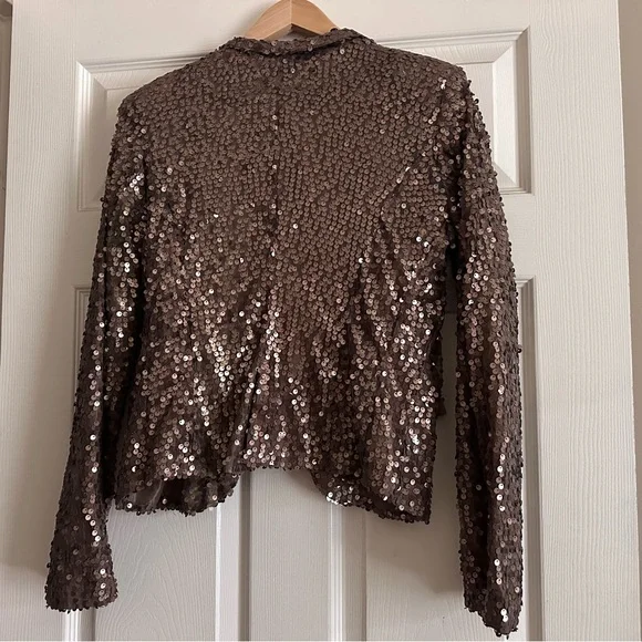 Luxe Brown Sequin Blazer - Picture 3 of 3